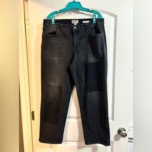 LOGO by Lori Goldstein Regular Shadow Patch Boyfriend Jeans Size 16 Washed Black